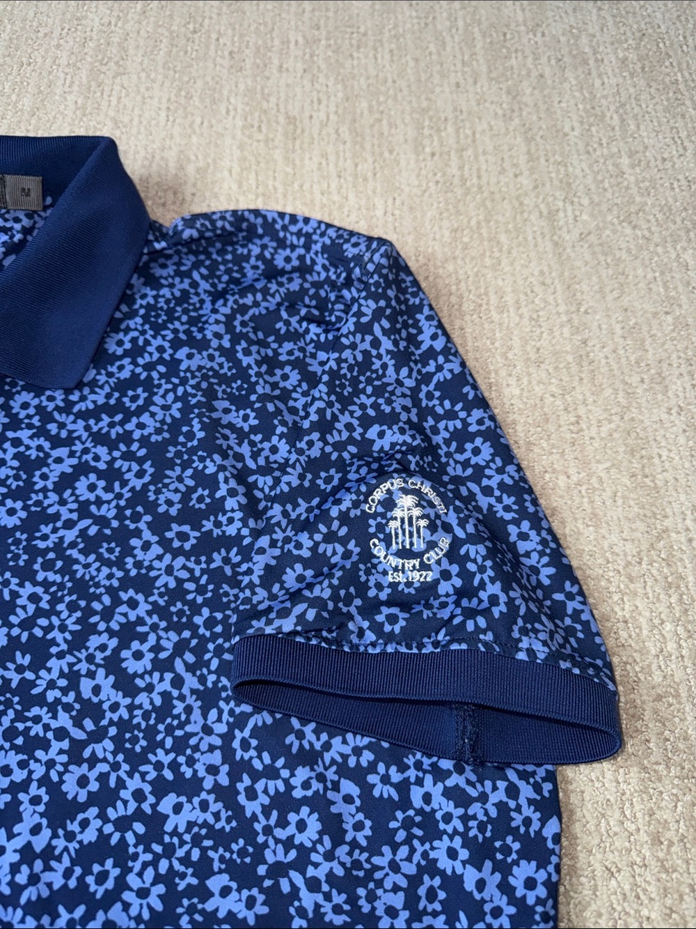 G/Fore Men's Size M Blue Danube Daisy Floral Stretch Golf Polo Performance Shirt - Picture 9 of 12